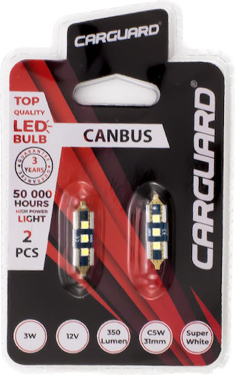 Bec Led Auto C5w 31mm Canbus 3w 350lm 6000k 3 Smd Set 2 Buc Cana355