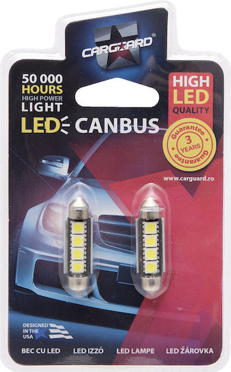 Bec Led Auto C5w 41mm 3w 72lm 6000k 4 Smd 12v Set 2 Buc