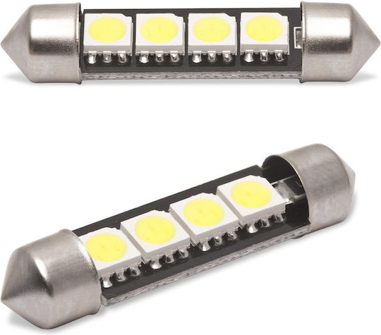 Bec Led Auto C5w 41mm 3w 72lm 6000k 4 Smd 12v Set 2 Buc