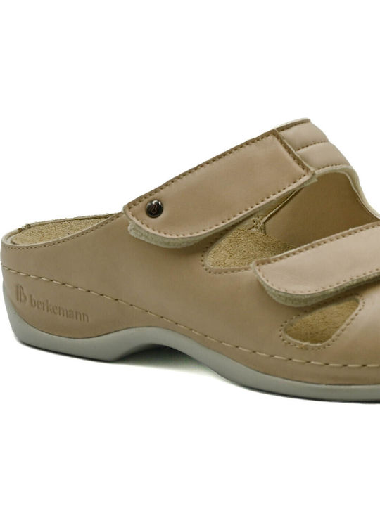 Leder Flache Damen Sandalen Beiges