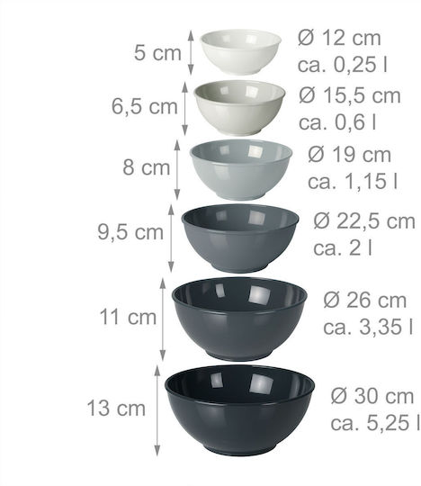 Relaxdays Mixing Bowls Plastic 6 Pieces