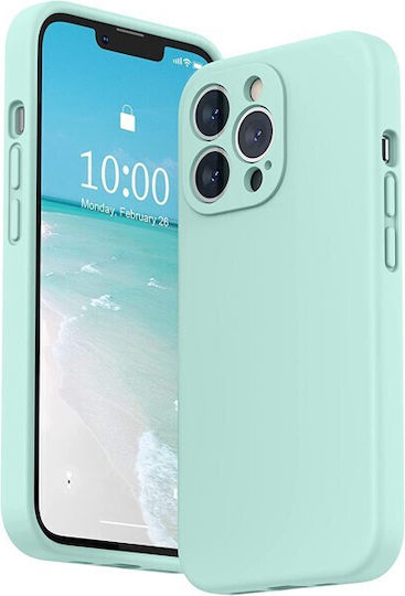 Flippy Liquid Silicone Case Apple Iphone 14 Pro Microfiber Interior Shock Protection Light Cyan