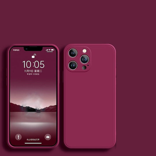Husă Flippy din Silicon Lichid Apple iPhone 14 Pro Max Interior din Microfibră Protecție la Șocuri Roșu Bordeaux