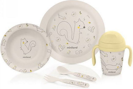 Miniland Feeding Set made of Melamine Yellow 5pcs