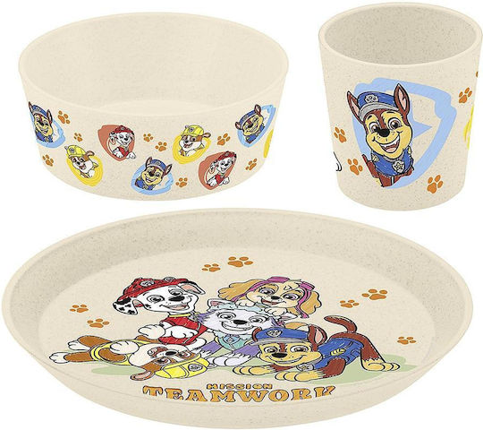 Paw Patrol Set Essgeschirr aus Bambus Beige 3Stück