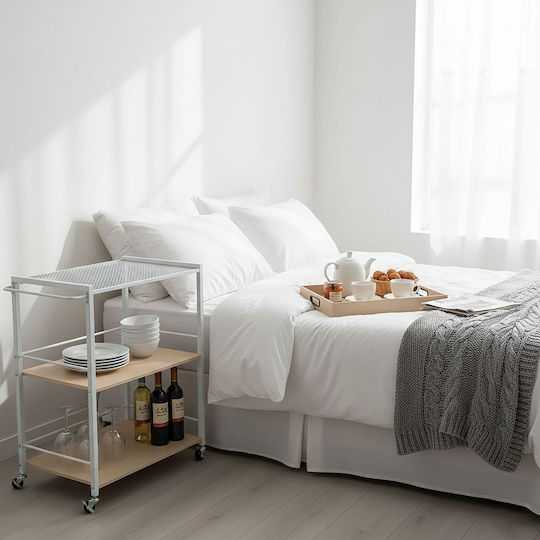 Relaxdays Metallic Kitchen Trolley 3 Tiers White 70x40x88cm