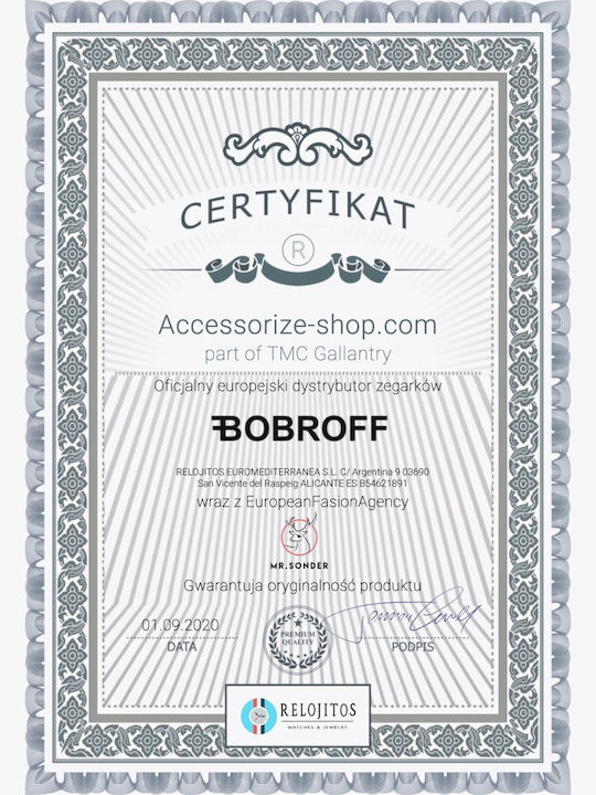 Bobroff Ανδρικό Ρολόι 43mm Μπαταρίας Γκρι