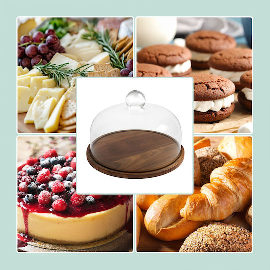 Relaxdays Suport Pentru Prăjituri Din Lemn Cu Capac Transparent 16x28x28cm