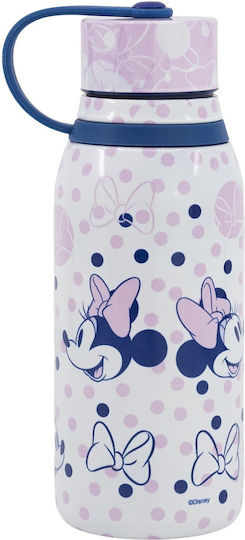 Stor Termos Sticlă Pentru Copii Minnie Din Oțel Inoxidabil Cu Capac Cu Filet Antivărsare 330ml