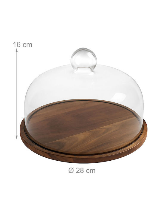 Relaxdays Suport Pentru Prăjituri Din Lemn Cu Capac Transparent 16x28x28cm