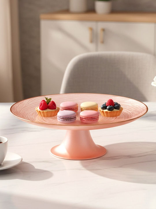 Home&Styling Collection Тортна Форма Стъклена със Стойка Розова 21x21см
