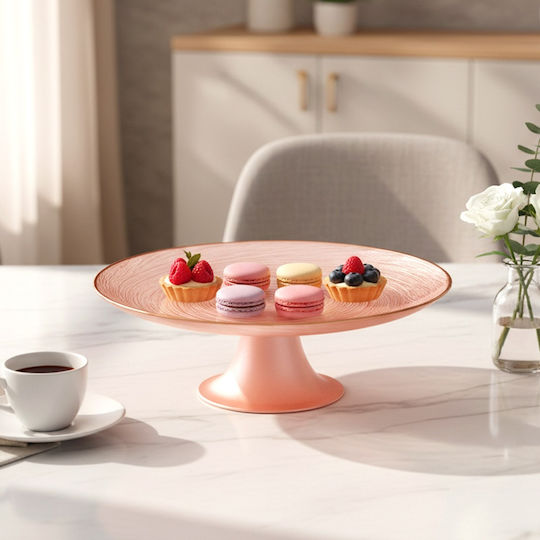 Home&Styling Collection Suport Pentru Prăjituri Din Sticlă Cu Suport Roz 21x21cm