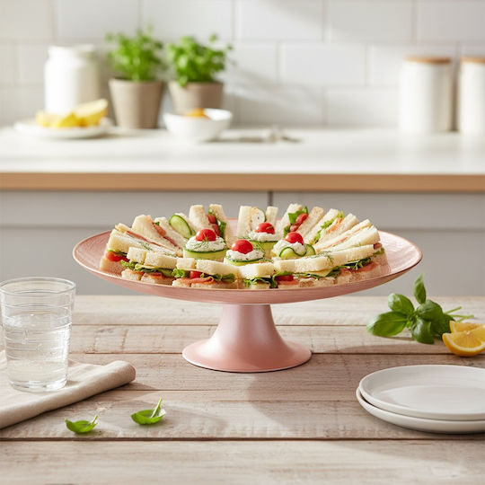 Home&Styling Collection Тортна Форма Стъклена Със Стойка Розова 28см