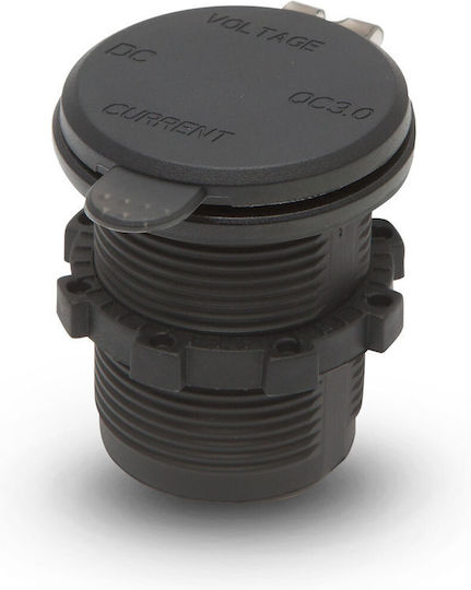 Priză Usb Auto 12v 24v cu Voltmetru Suport Brichetă Încărcare Rapidă Led Albastru