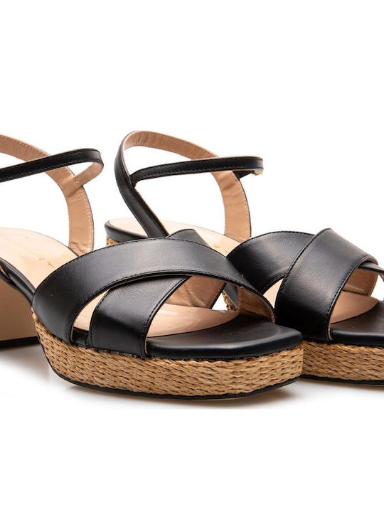 Damen Sandalen Schwarz Leder