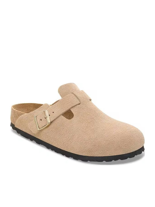 Boston Leather Winter Women's Slippers Beige