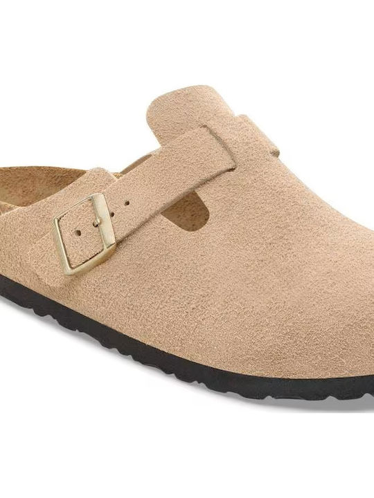 Boston Leather Winter Women's Slippers Beige