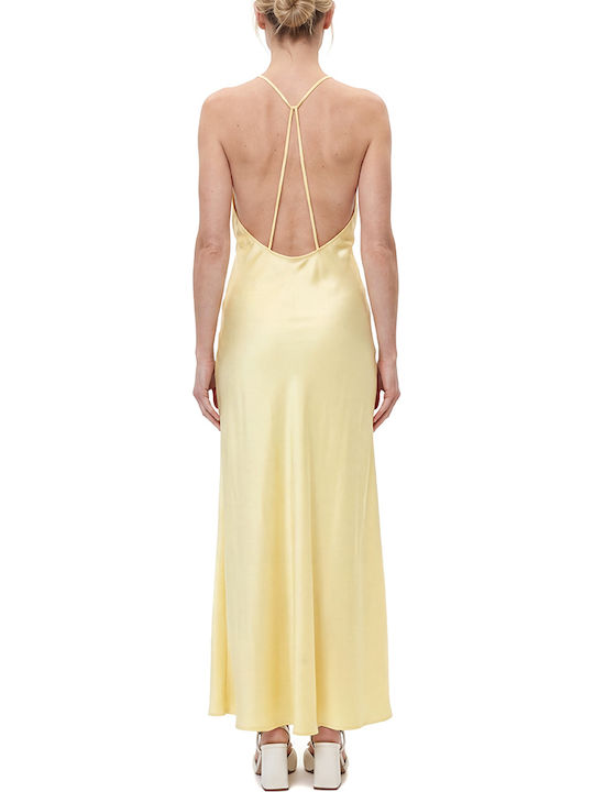 Twenty 29 Damenkleid Twenty-29 Sommer Maxi Abend Satin Off-Shoulder Gelb Twenty 29 Damenkleid Twenty-29 Sommer Maxi Abend Satin Off-Shoulder Gelb