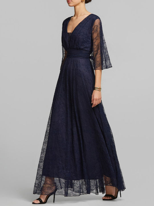 Rochie Maxi pentru Nuntă / Botez cu Dantelă Albastră