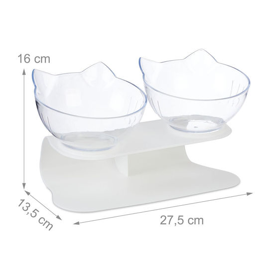 Relaxdays Bol Pentru Pisică 2x 27,5cm în Culoare Albă