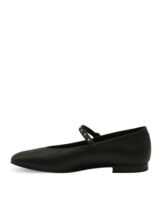 Leder Damen Ballerinas Spitz zulaufend in Schwarz Farbe