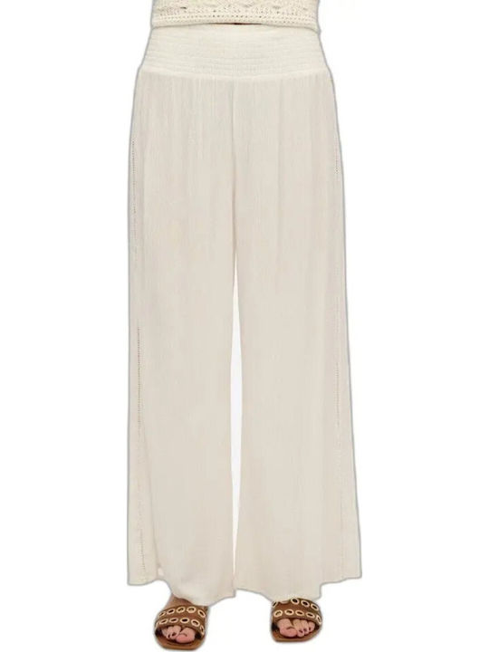 Pant Women's Fabric Trousers Ecru