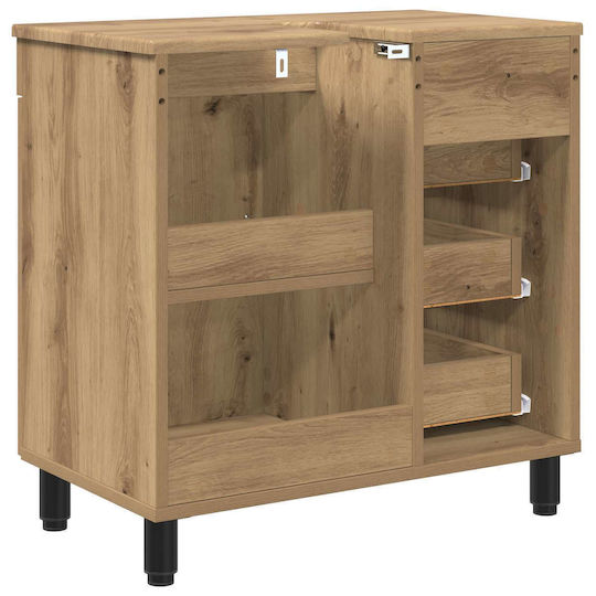 vidaXL Badezimmer Waschtisch-Einheit Ohne Waschbecken M60xB35xH60cm Eiche