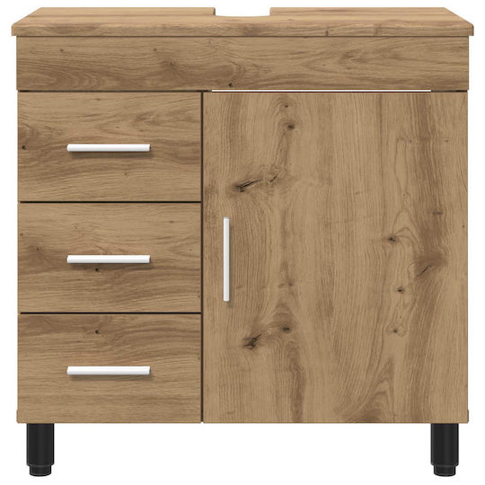 vidaXL Badezimmer Waschtisch-Einheit Ohne Waschbecken M60xB35xH60cm Eiche