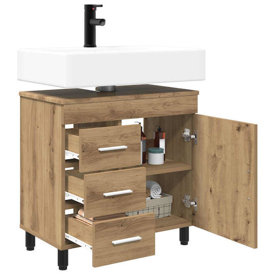 vidaXL Badezimmer Waschtisch-Einheit Ohne Waschbecken M60xB35xH60cm Eiche