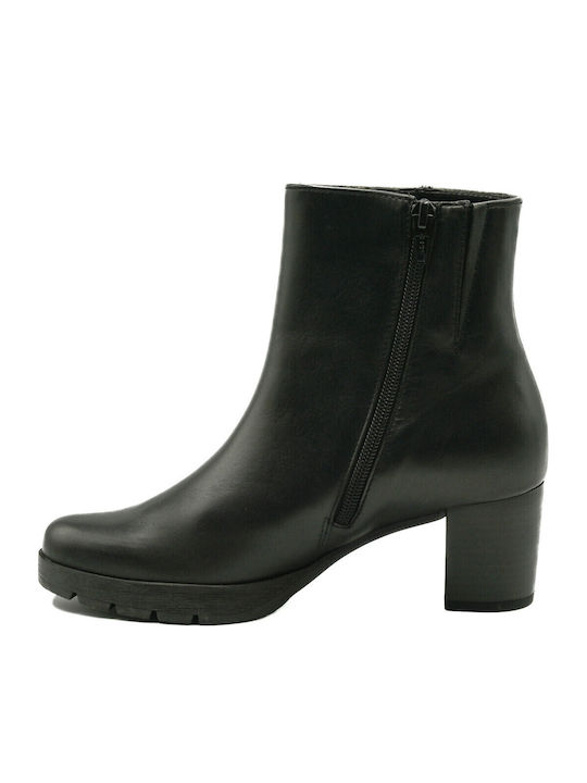 Leather Women's Ankle Boots with Fur Black
