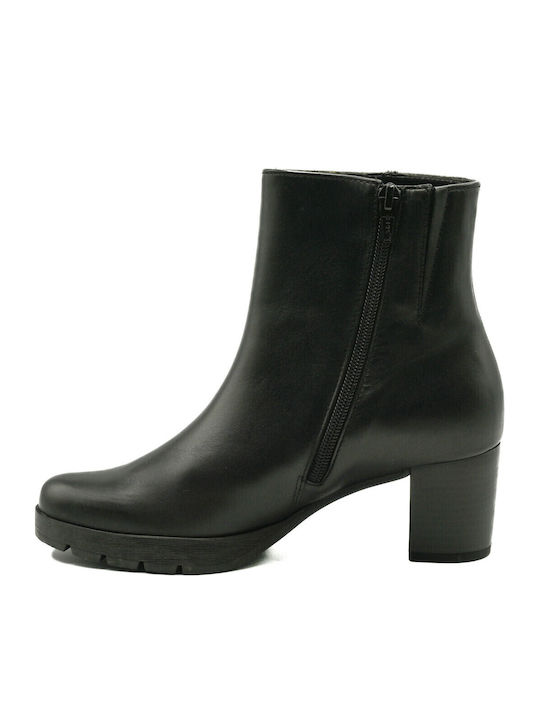 Leather Women's Ankle Boots with Fur Black