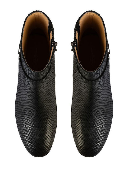 Leder Damen Stiefeletten Schwarz