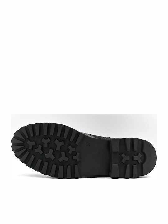 Leder Damen Stiefeletten Schwarz