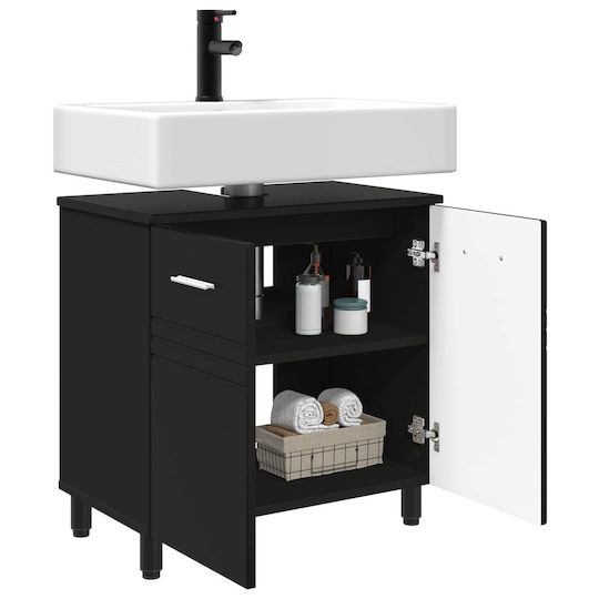 vidaXL Badezimmer Waschtisch-Einheit M60xB35xH60cm Schwarze