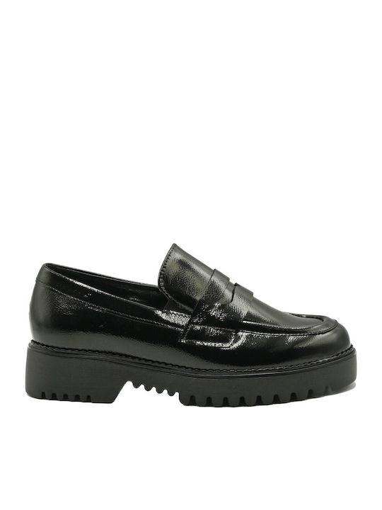 Δερμάτινα Γυναικεία Loafers σε Μαύρο Χρώμα