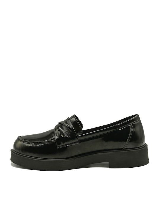 Patent Leather Women's Loafers In Black Colour