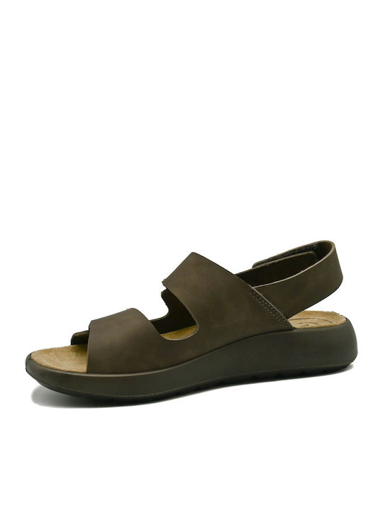 Leather Men's Sandals In Brown Color