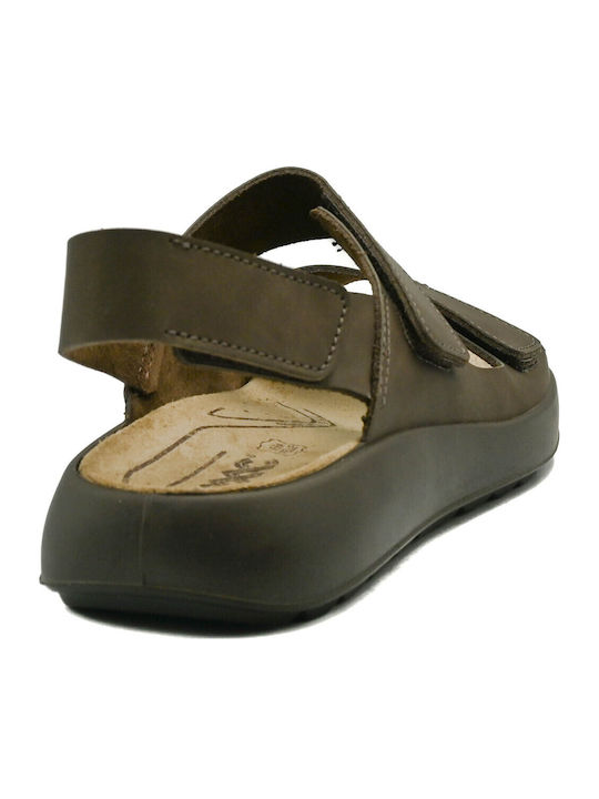 Leather Men's Sandals In Brown Color