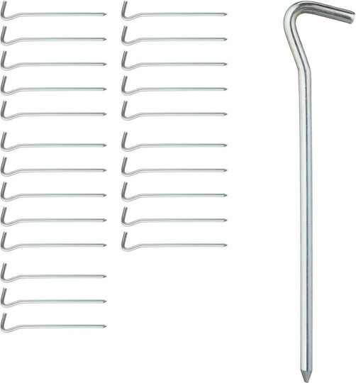 Set 24 Cuiere Pentru Cort Argintii 18x3.5x0.6cm