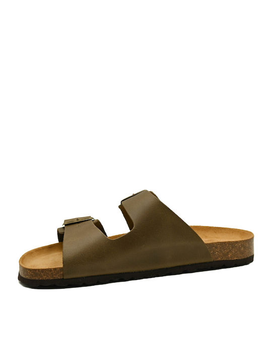 Leather Men's Sandals In Brown Color