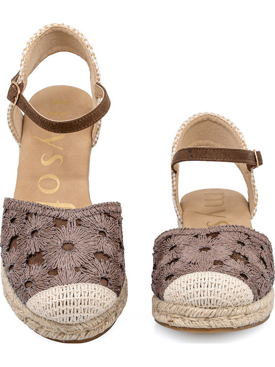 Anatomische Damenplattformen in Stil Espadrilles Braun