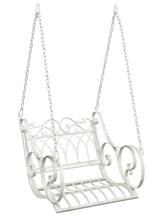 Swing Armchair with Stand and Pillow Metallic White Load Capacity up to 200kg L71xW75xH59cm