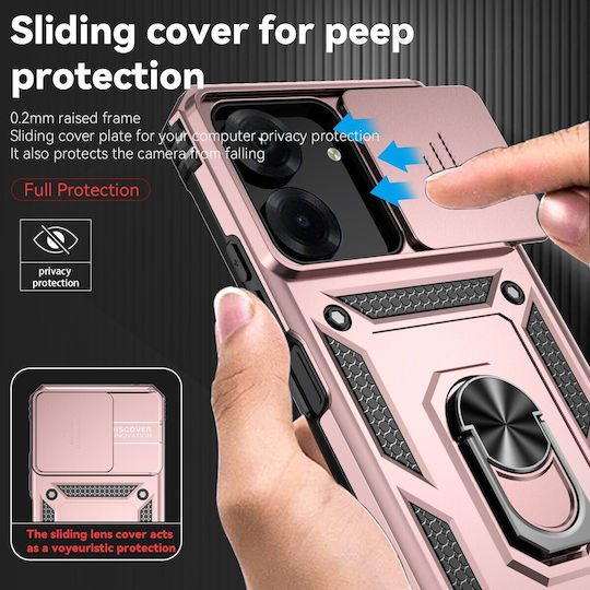 Forcell Xiaomi Poco Back Cover Plastic / Tempered Glass Rose Gold (Xiaomi Poco C65, Xiaomi Redmi 13C 4G)