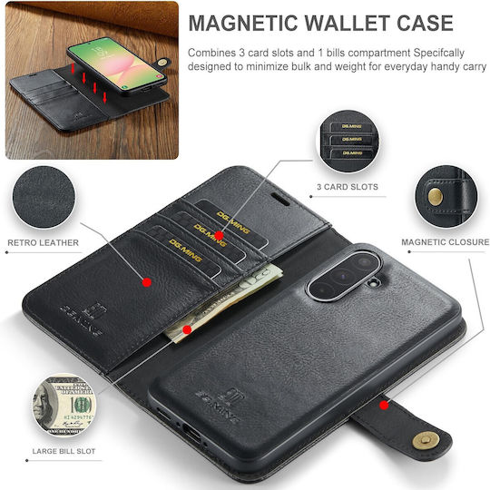 DG.MING Wallet Δερματίνης / Tempered Glass Μαύρο (Galaxy A56)