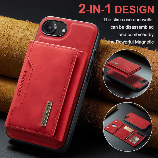 DG.MING Wallet Δερματίνης / Tempered Glass Κόκκινο (iPhone 17e / 16e)