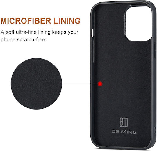 DG.MING Wallet Δερματίνης / Tempered Glass Καφέ (iPhone 15 Pro)