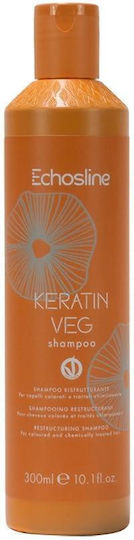 Echos Line Kertain Veg Shampoos Reconstruction/Nourishment & Shine for Coloured Hair 300ml
