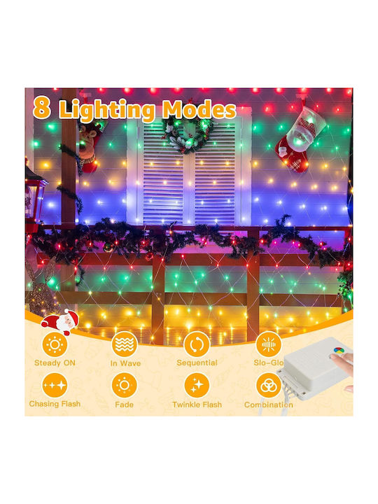 Led Garden Light Net Curtain Waterproof 8 Modes 200x200 Cm