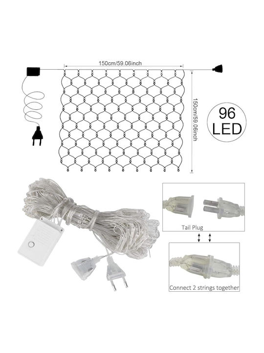 Led Light Net Curtain Waterproof 8 Modes 150x150 Cm