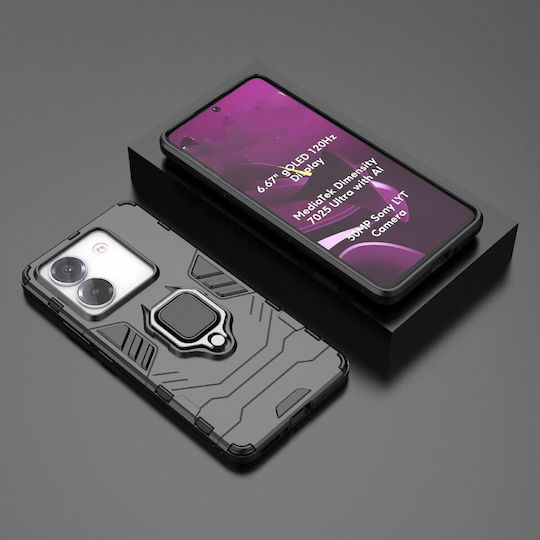 Forcell Back Cover Plastic / Tempered Glass Black (Poco M7 Pro)